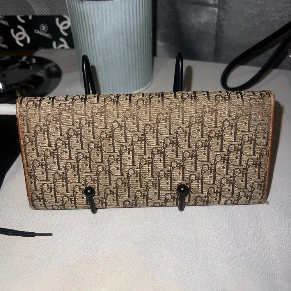 Christian Dior Trotter Canvas Leather Brown Long Wallet